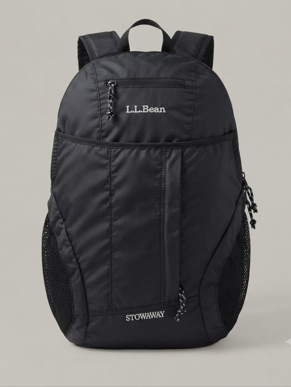 L.L.Bean Stowaway Packable Lightweight Black Backpack - EUC